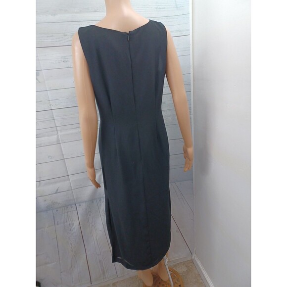 Danny & Nicole Dress Petite Sz 10P Black Sleeveless Beaded Chiffon - Picture 6 of 8